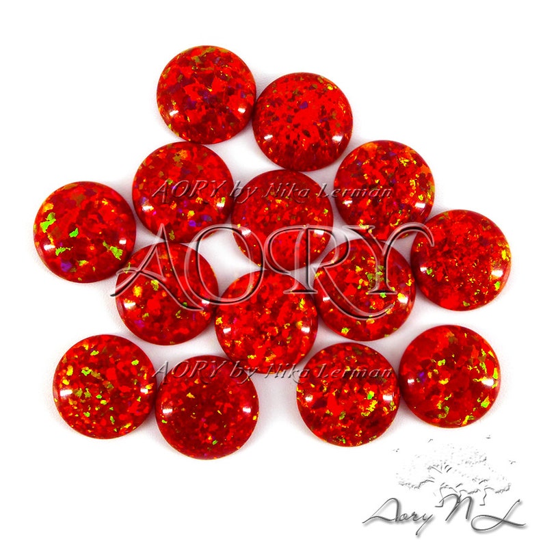 Flame Opal OP45 Red Synthetic Opal Beautiful Sparkling Opal Cabochon Round Shape Cabochon 1pcs 3mm Flame Synthetic Opal Cabochon