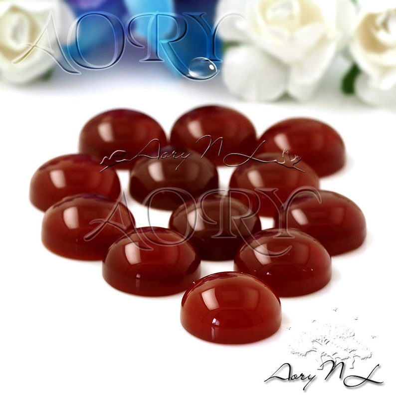 Dark Red Carnelian Cabochon Dark Red Color Dyed Round Shape Cabochon 1pcs 10mm Natural Carnelian Cabochon Smooth Polished