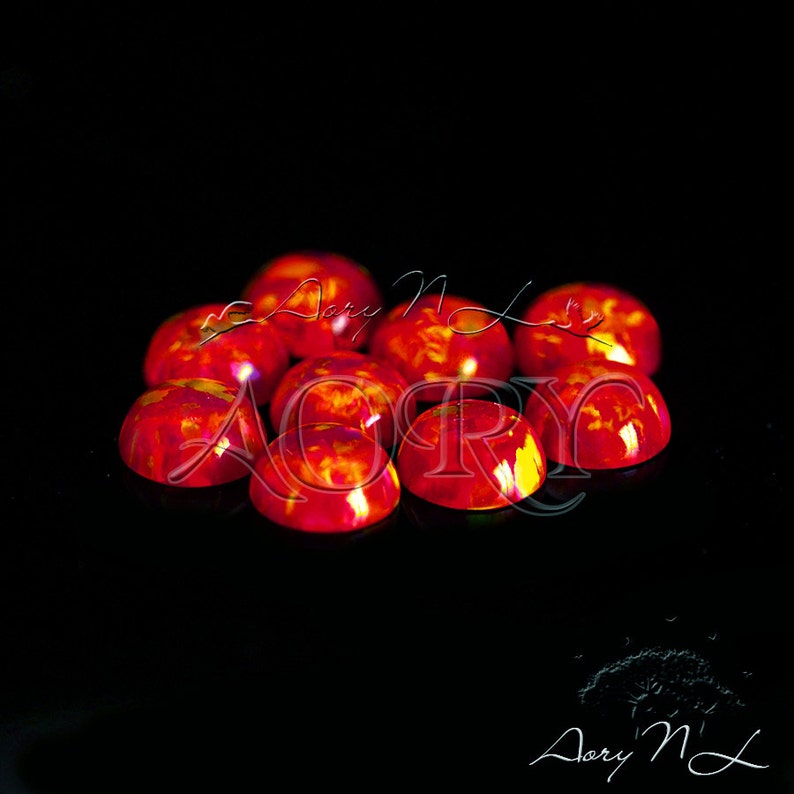 Flame Opal OP45 Red Synthetic Opal Beautiful Sparkling Opal Cabochon Round Shape Cabochon 1pcs 3mm Flame Synthetic Opal Cabochon