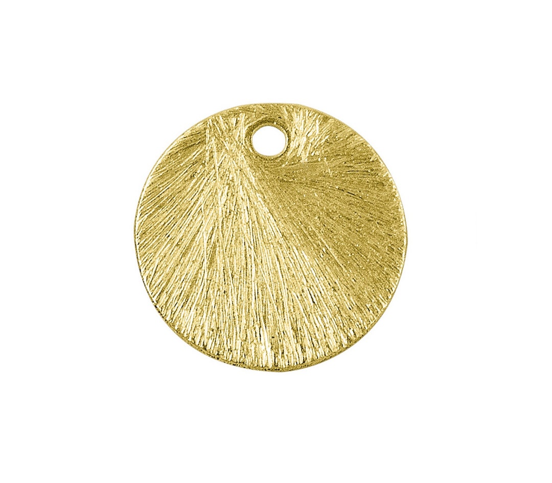 12mm 18K Gold Fill Brushed Round Coin Disc, Handmade Gold Fill Brushed