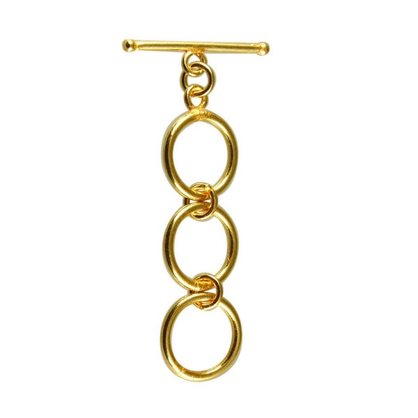 18K Gold Fill 3 Ring Extender Toggle, Gold Fill Findings, GF Clasp, Gold Fill Toggle, Wholesale Pricing