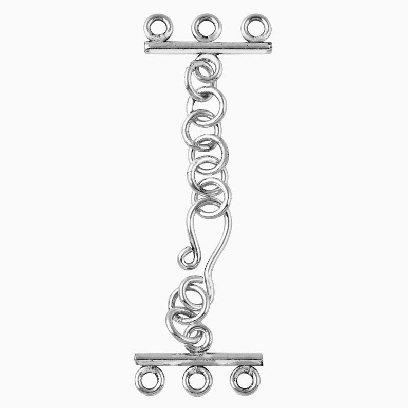 20mm 925 Sterling Silver 3 Hole Multi-Strand Clasp 925 Sterling Silver Findings Wholesale Pricing