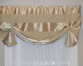 Gold valance,  Window Treatment, Swag Valance, Tie Up Valance, Formal Window Valance,  Gold/Tan/taupe valance