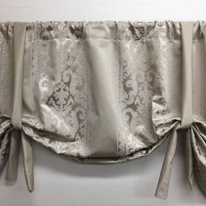 Window Valance, Tie up Valance, taupe window valance, window treatment