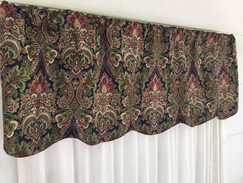 Scalloped window valance navy blue hunter green olive Etsy
