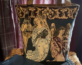 Tote bag, Angel tapestry tote, Bible bag, angel
