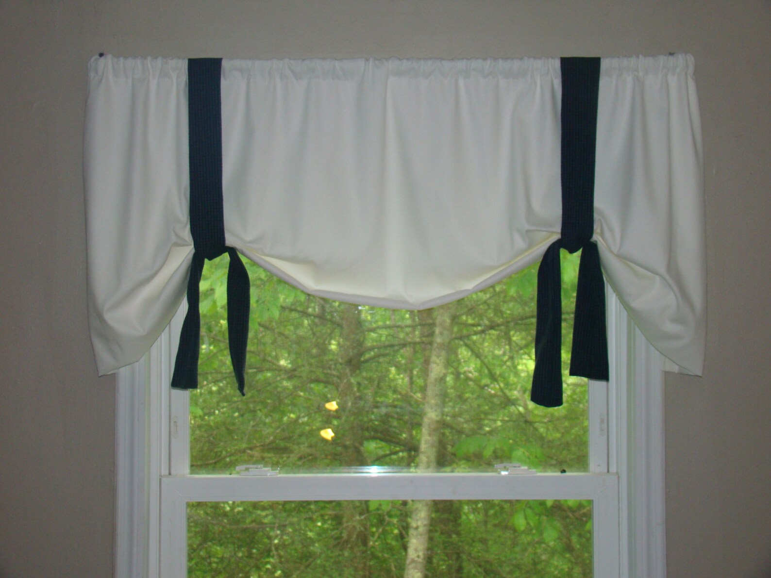 Window Valance Tie Up Valance White Choose Color Of Ties Etsy
