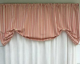 Window valance, stripe window valance with buttons, girls nursery valance, chabby chic valance, pink, yellow, green stripe window valance