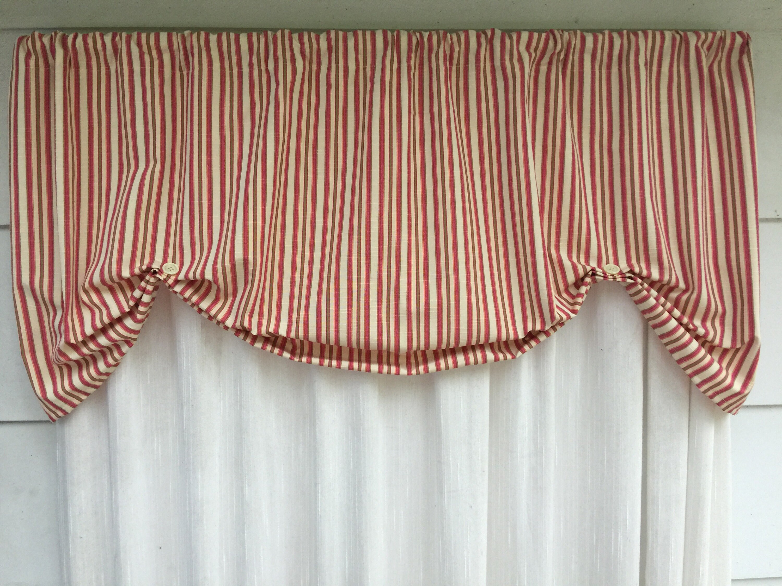 Window valance stripe window valance with buttons girls Etsy.de