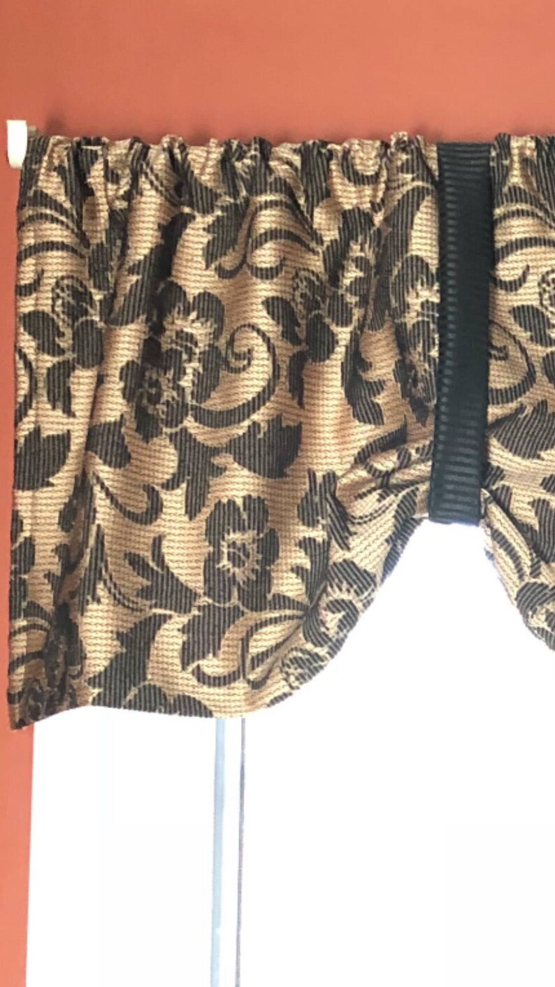 Window valance black and gold window valance floral valance Etsy