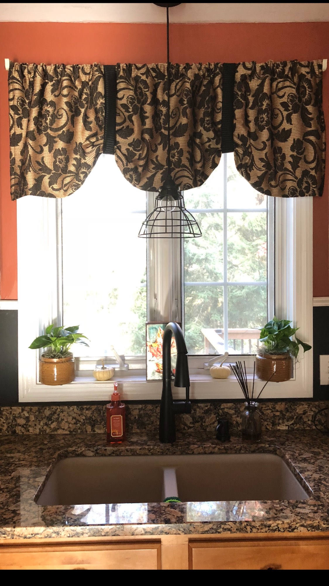 Window valance black and gold window valance floral valance Etsy