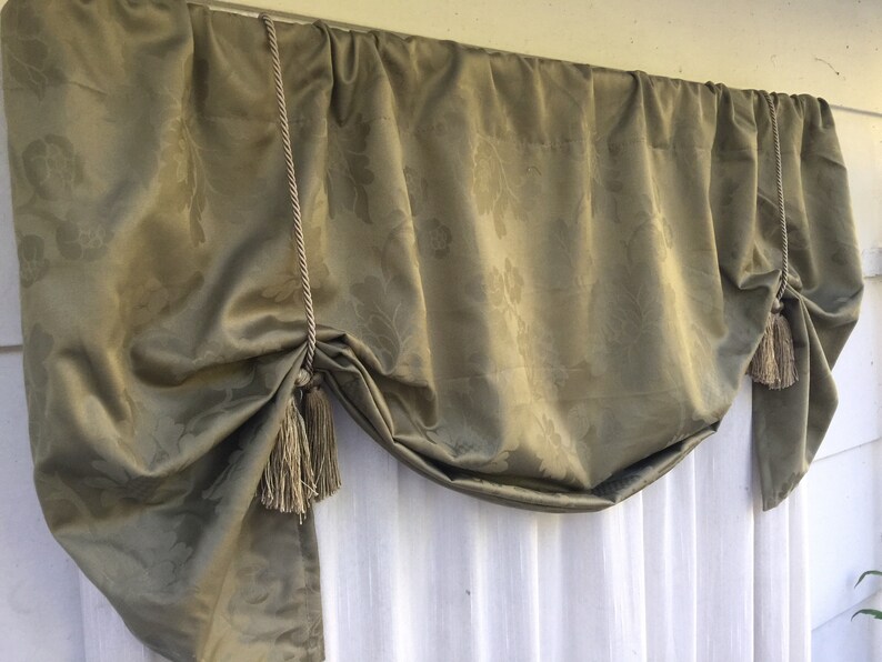 Sage Green Window Valance Olive Green Valance Floral Design Etsy