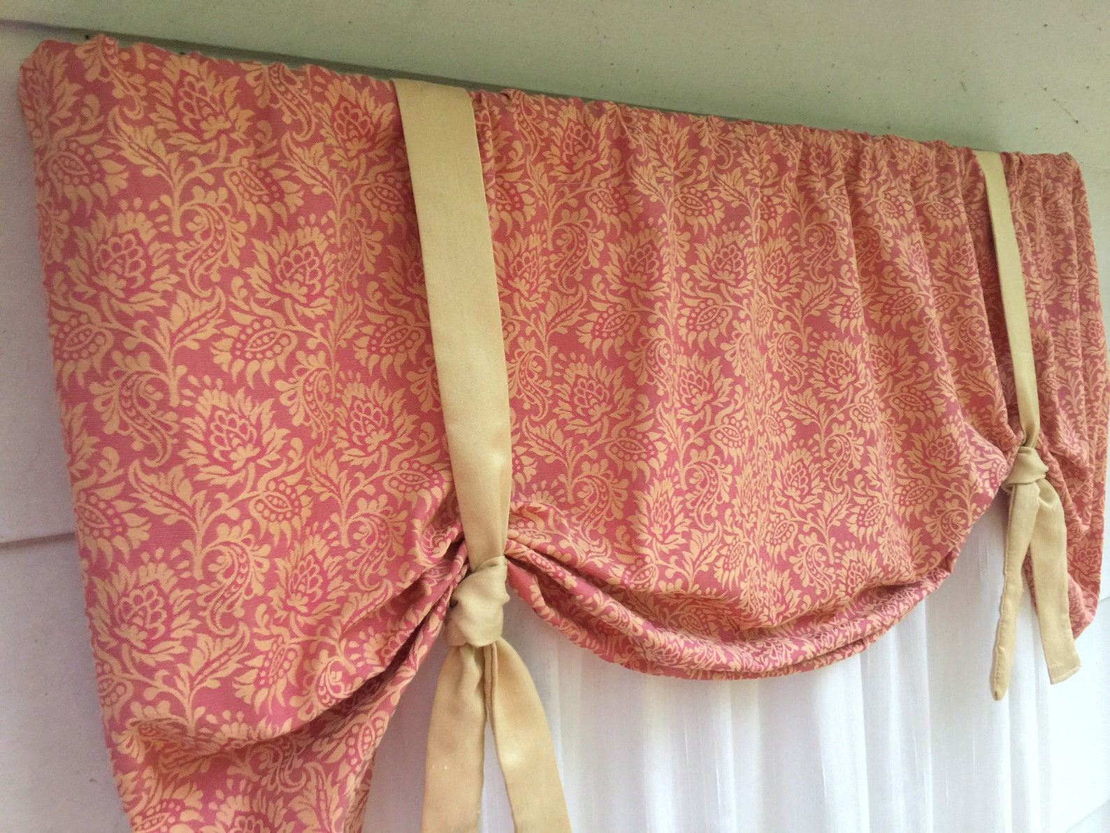 Window Valance Pink and Cream Window Valance Girls Valance Etsy