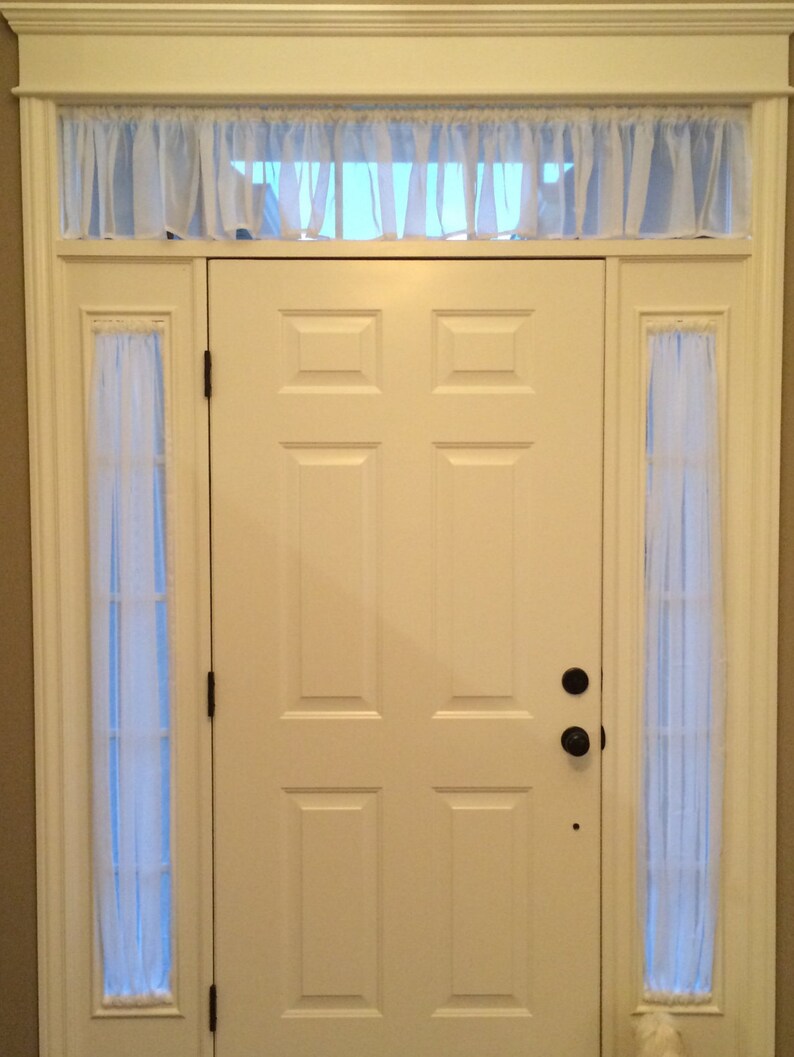 ado sheer Side window sheers and valance above door off white color door sheer Gathered sheer