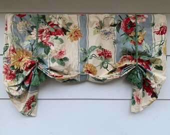 floral valance, blue valance, green valance, PKaughman fabric