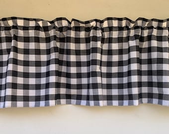 Buffalo check valance, black and white check valance