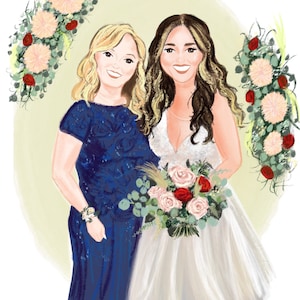 Custom wedding portrait, Mother’s Day gift, mother of bride gift, mother of bride painting, custom generation painting, mother of groom gift