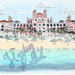 Don Cesar digital download, digital art, Florida beach art, digital illustration