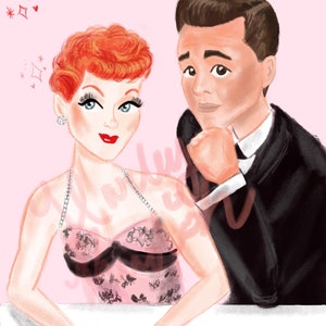 Lucy and Ricky digital  print, Lucille Ball painting