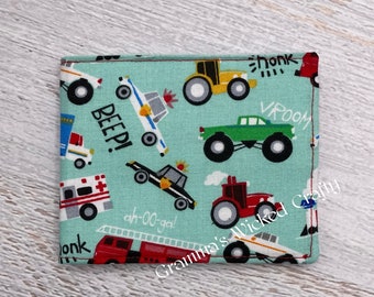 Wallet, Fabric Wallet, First Wallet, Children's Wallet, Car Wallet, Rescue Vehicles, Airplane Wallet, Washable Wallet, Fun Wallet