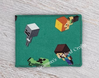 Wallet, Fabric Wallet, Kids Wallet, First Wallet, Children's Wallet, Gamer Wallet, Mining Wallet, Video Game Theme Wallet, Fun Wallet