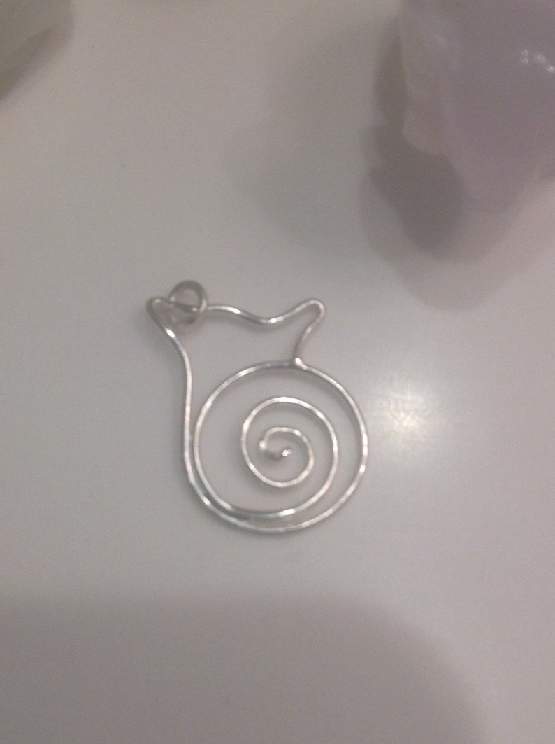 Sterling Silver Cat Pendant and Chain Wirework Cat Necklace Sleeping Cat Pendant Cat Pendant Artisan Made Pendant