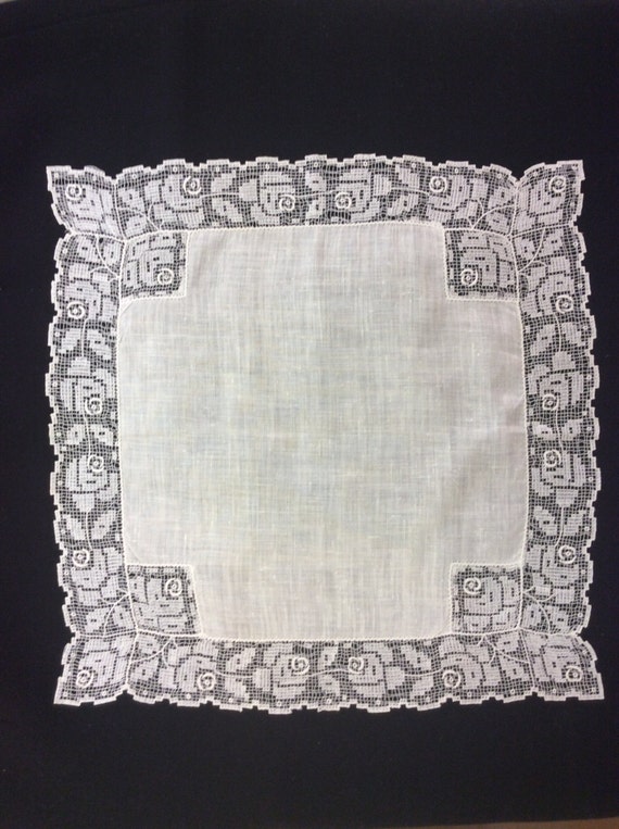 Elegant White Lace Wedding Handkerchief Bridal Ac… - image 1