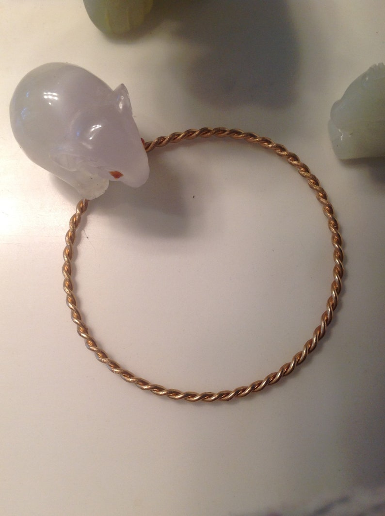 Gold Bangle 14K Gold Rope Bangle Bracelet 2.58 mm Gold Stacking Solid 14k Gold Gift Trending Jewelry 14k Gold Wire Bangle Bracelet