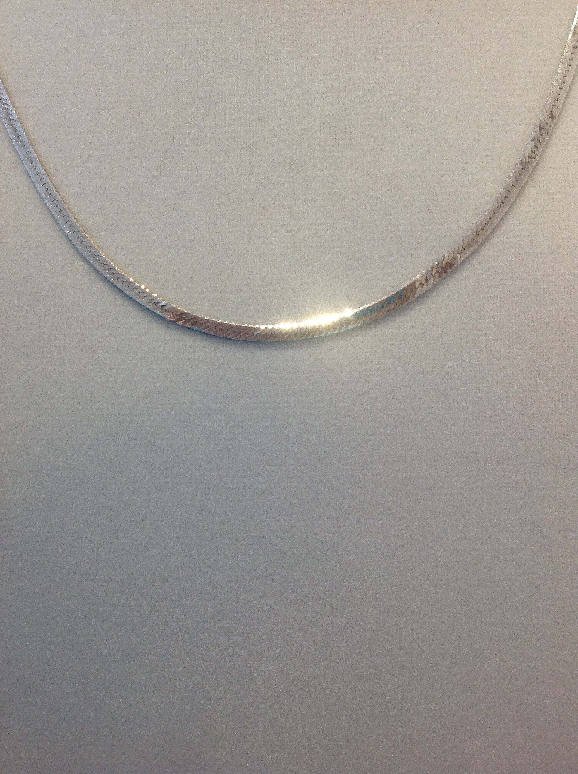 Two Vintage Sterling Silver Herringbone Necklaces 24 Inches of Fluid