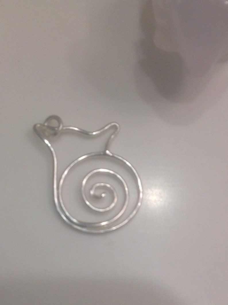 Sterling Silver Cat Pendant and Chain Wirework Cat Necklace Sleeping Cat Pendant Cat Pendant Artisan Made Pendant