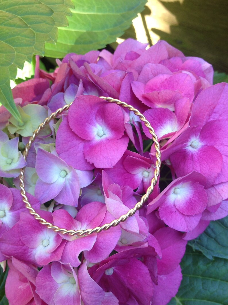 Gold Bangle 14K Gold Rope Bangle Bracelet 2.58 mm Gold Stacking Solid 14k Gold Gift Trending Jewelry 14k Gold Wire Bangle Bracelet