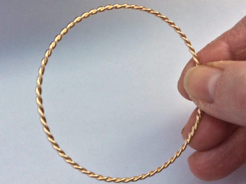 Gold Bangle 14K Gold Rope Bangle Bracelet Gold Stacking 14k Gold Wire Bangle Bracelet Solid 14k Gold Gift Trending Jewelry 2.05 mm