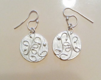 Round Fine Silver Drop Earrings - Silver Filigree Drop Earrings - Dangle and Drop - Fine Silver Handmade Earrings