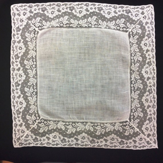 White Lace Wedding Handkerchief Bridal Accessory … - image 1