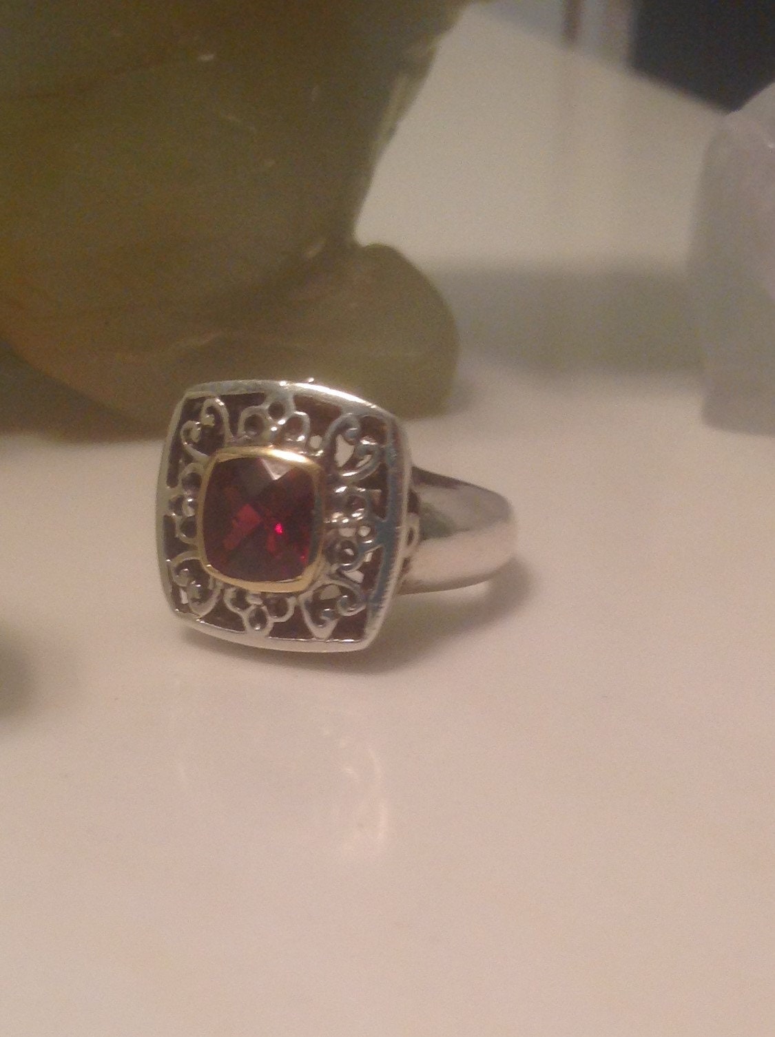 Sale Samuel Benham BJC Ring 18K Gold Sterling Garnet BJC