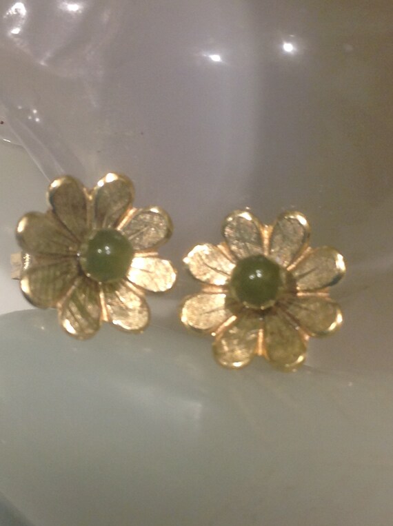 14K Gold and Jade Earrings - Vintage Jade Earrings