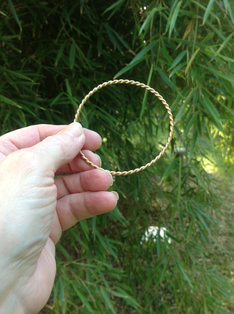 Gold Bangle 14K Gold Rope Bangle Bracelet 2.58 mm Gold Stacking Solid 14k Gold Gift Trending Jewelry 14k Gold Wire Bangle Bracelet