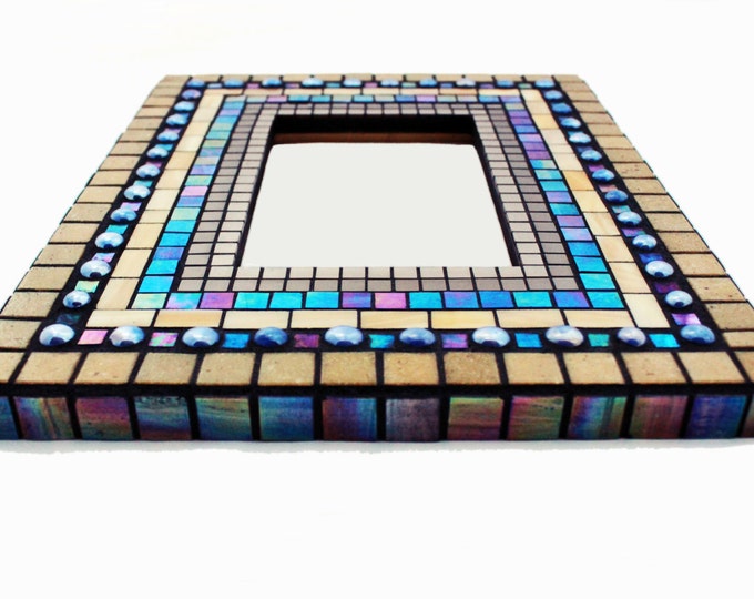 Cobalt Blue and Earth Tone Mosaic Mirror Etsy