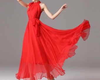 red maxi dress casual