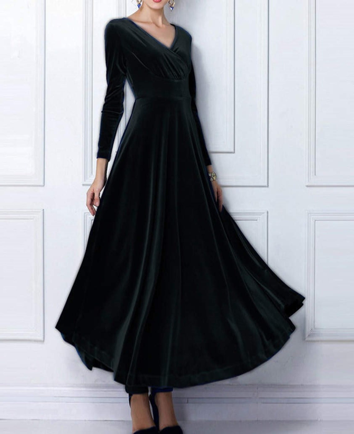 Maya Antonia S/M Luxurious Velvet Maxi/long Dress/emerald - Etsy
