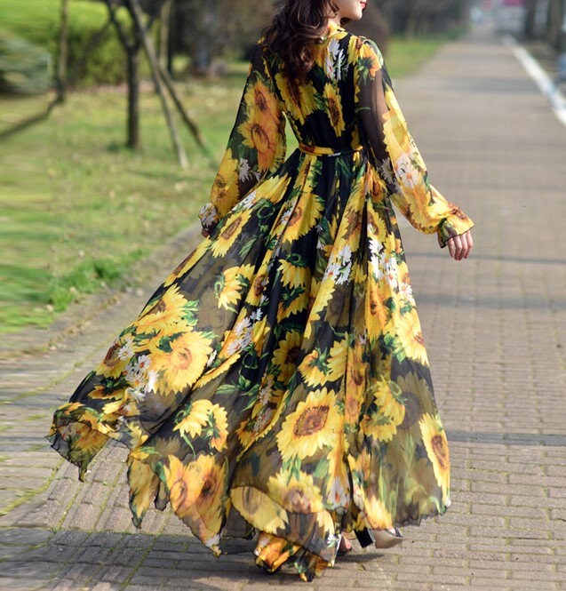 Long Sunflower Dress - Etsy
