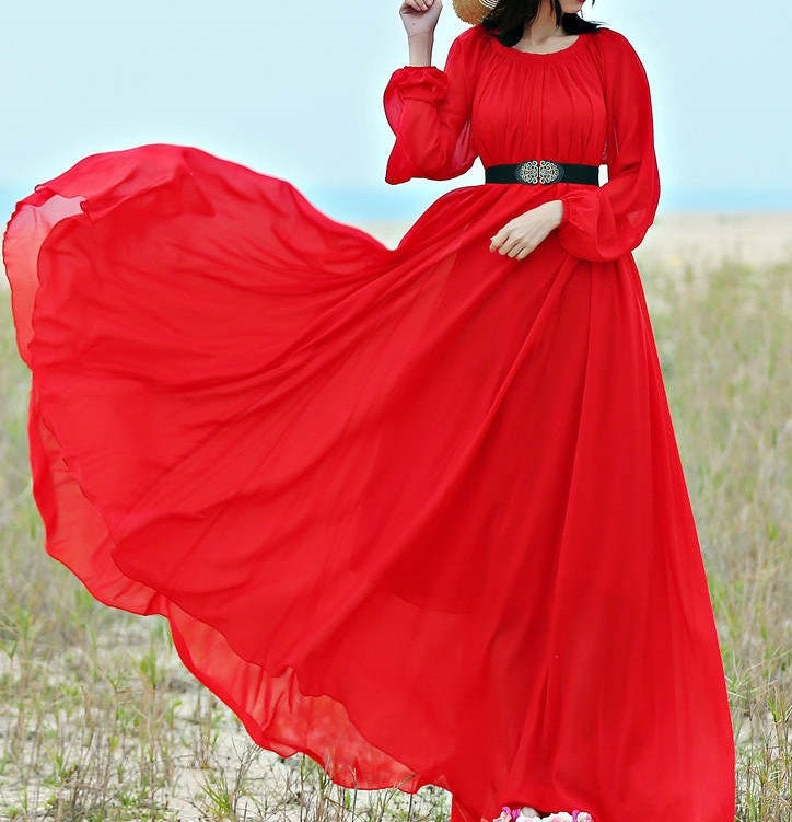 Flowy Red Dress -  New Zealand