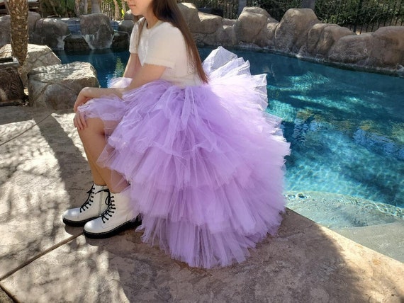 Elegant Royal Blue Tulle Skirts Hi Low Ruffled Women Tutu Skirt Custom Made  Any Color Formal