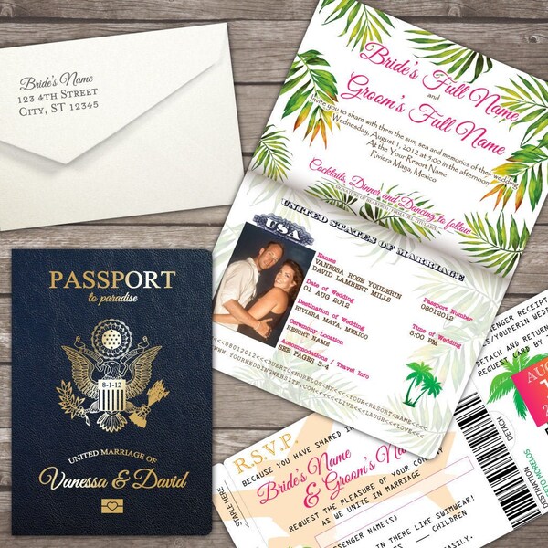 Passport Theme Wedding Invitations Etsy