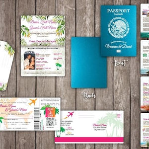 Vanessa&#39;s Destination Wedding Invitations - DIY - Metallic Cover + Foil Generic Wedding Passport & Boarding Pass Sample
