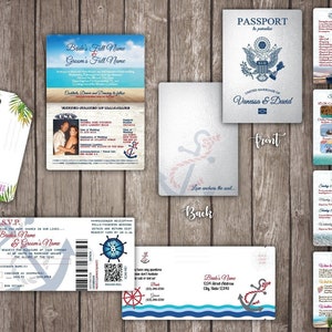 Vanessa&#39;s Destination Wedding Invitations - DIY - Cruise Wedding Passport + Foil Generic Wedding Passport & Boarding Pass Sample