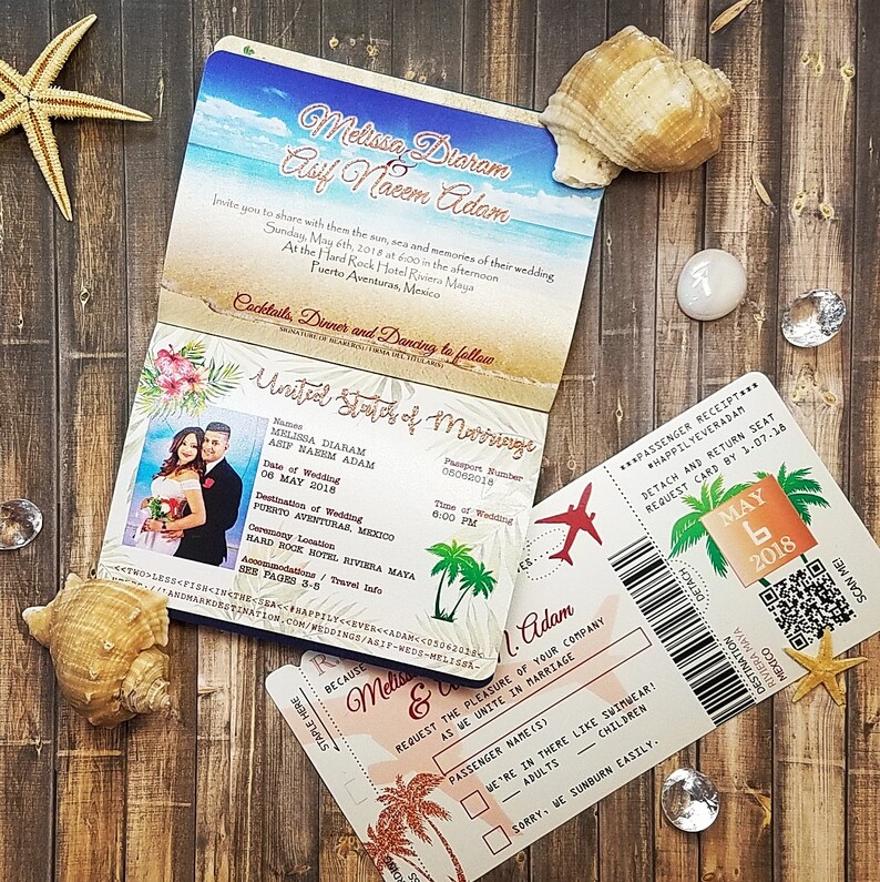Vanessa's Destination Wedding Invitations DIY Metallic Etsy