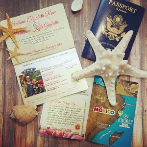 Vanessa's Destination Wedding Invitations - DIY - Leatherette Cover + Foil Generic Wedding Passport & Boarding Pass Sample