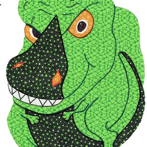 Modello per trapunta Dino, modello per trapunta per neonati, trapunta per cameretta, modello per zoo, modello per trapunta facile, trapunta con applicazioni ricamate, trapunta per bambini, Komfies n. 140