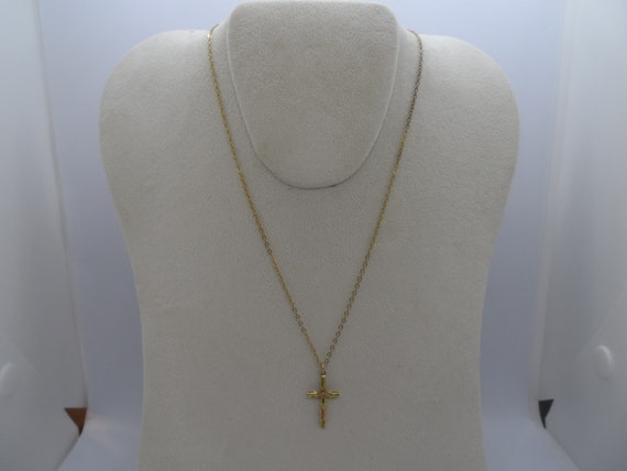 Vintage 12K Gold Filled Necklace w/ Cross 2 Tone … - image 1